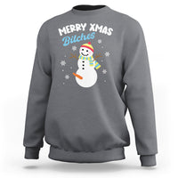 Merry Xmas Bitches Naughty Dirty Carrot Snowman Ugly Christmas Sweatshirt - Wonder Print Shop