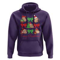 Funny Capybara Christmas Hoodie Cute Capy Coquette Bow