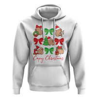 Funny Capybara Christmas Hoodie Cute Capy Coquette Bow