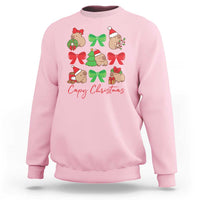 Funny Capybara Christmas Sweatshirt Cute Capy Coquette Bow - Wonder Print Shop