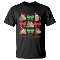 Funny Capybara Christmas T Shirt Cute Capy Coquette Bow - Wonder Print Shop