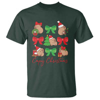 Funny Capybara Christmas T Shirt Cute Capy Coquette Bow - Wonder Print Shop
