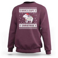 Funny Capybara Christmas Sweatshirt Have A Capy Christmas Light - Wonder Print Shop
