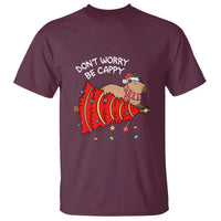 Funny Capybara Christmas T Shirt Don't Worry Be Capy - Wonder Print Shop