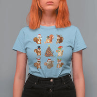 Funny Squirrel Christmas Santa Reindeer T Shirt For Women - Wonder Print Shop