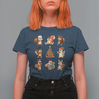 Funny Squirrel Christmas Santa Reindeer T Shirt For Women - Wonder Print Shop