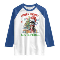 Funny Christmas Raccoon Raglan Shirt Sorta Merry Sorta Feral Merry Trashmas