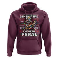 Funny Christmas Raccoon Hoodie Sorry Santa I've Been Feral