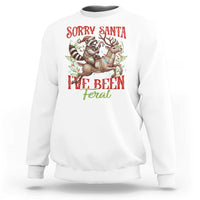 Funny Christmas Raccoon Sweatshirt Sorry Santa I've Been Feral Reindeer - Wonder Print Shop