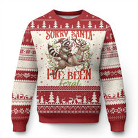 Funny Xmas Raccoon Ugly Christmas Sweater Sorry Santa I've Been Feral Reindeer - Wonder Print Shop