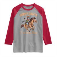 Funny Christmas Raccoon Raglan Shirt Sorry Santa I've Been Feral Cowboy