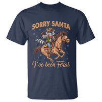 Funny Christmas Raccoon T Shirt Sorry Santa I've Been Feral Cowboy - Wonder Print Shop
