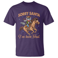 Funny Christmas Raccoon T Shirt Sorry Santa I've Been Feral Cowboy - Wonder Print Shop