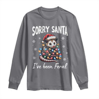 Funny Christmas Opossum Long Sleeve Shirt Sorry Santa I've Been Feral