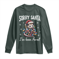 Funny Christmas Opossum Long Sleeve Shirt Sorry Santa I've Been Feral