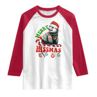 Funny Christmas Opossum Raglan Shirt Merry Hissmass