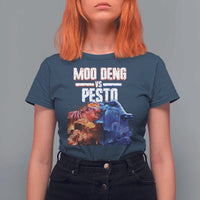 Funny Moo Deng VS Pesto T Shirt For Women - Wonder Print Shop