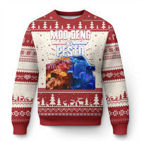 Funny Moo Deng VS Pesto Ugly Christmas Sweater - Wonder Print Shop
