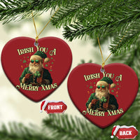 Irish You A Merry Xmas Christmas Ornament Shamrock Santa Ireland Lucky - Wonder Print Shop