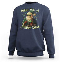 Irish You A Merry Xmas Sweatshirt Shamrock Santa Ireland Lucky - Wonder Print Shop