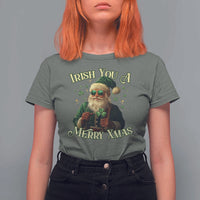 Irish You A Merry Xmas T Shirt For Women Shamrock Santa Ireland Lucky - Wonder Print Shop