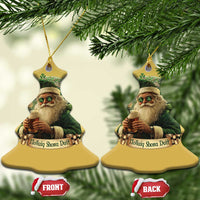 Irish Xmas Christmas Ornament Nollaig Shona Duit Shamrock Santa Drinking Beer - Wonder Print Shop