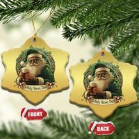 Irish Xmas Christmas Ornament Nollaig Shona Duit Shamrock Santa Drinking Beer - Wonder Print Shop