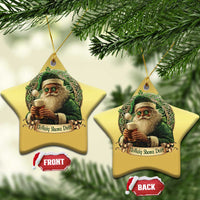 Irish Xmas Christmas Ornament Nollaig Shona Duit Shamrock Santa Drinking Beer - Wonder Print Shop