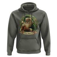 Irish Christmas Hoodie Nollaig Shona Duit Shamrock Santa Drinking Beer