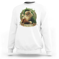 Irish Christmas Sweatshirt Nollaig Shona Duit Shamrock Santa Drinking Beer - Wonder Print Shop