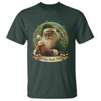 Irish Christmas T Shirt Nollaig Shona Duit Shamrock Santa Drinking Beer - Wonder Print Shop