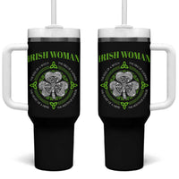 Irish Woman Pride Tumbler With Handle The Soul of A Witch Celtic Shamrock Feminist