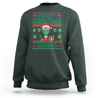 Funny Xmas Alien Santa Sweatshirt Merry Christmas Humans UFO Outer Space - Wonder Print Shop