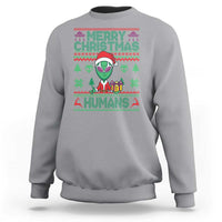 Funny Xmas Alien Santa Sweatshirt Merry Christmas Humans UFO Outer Space - Wonder Print Shop