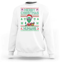 Funny Xmas Alien Santa Sweatshirt Merry Christmas Humans UFO Outer Space - Wonder Print Shop