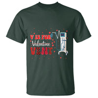 Valentine's Day T Shirt V Is For Vent Respiratory Therapist Nurse Healthcare Worker - Wonder Print Shop