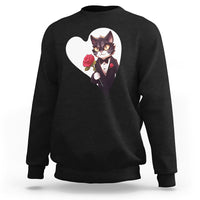 Valentine's Day Sweatshirt Tuxedo Cat Valentine Heart for Kitten and Animal Lovers - Wonder Print Shop