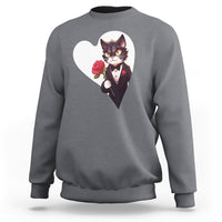 Valentine's Day Sweatshirt Tuxedo Cat Valentine Heart for Kitten and Animal Lovers - Wonder Print Shop