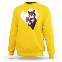 Valentine's Day Sweatshirt Tuxedo Cat Valentine Heart for Kitten and Animal Lovers - Wonder Print Shop
