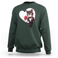 Valentine's Day Sweatshirt Tuxedo Cat Valentine Heart for Kitten and Animal Lovers - Wonder Print Shop
