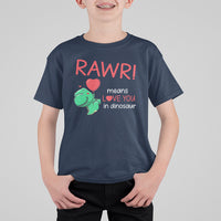 Valentine's Day T Shirt For Kid Rawr Means Love You in Dinosaur Cute Heart Ballon - Wonder Print Shop
