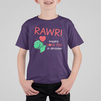Valentine's Day T Shirt For Kid Rawr Means Love You in Dinosaur Cute Heart Ballon - Wonder Print Shop