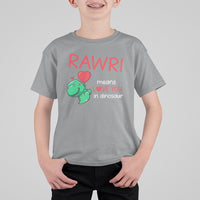 Valentine's Day T Shirt For Kid Rawr Means Love You in Dinosaur Cute Heart Ballon - Wonder Print Shop