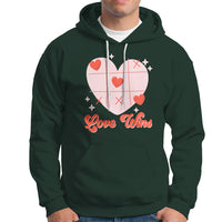 Valentine's Day Hoodie Love Always Wins Funny Heart Tic Tac Toe - Wonder Print Shop