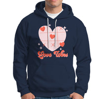 Valentine's Day Hoodie Love Always Wins Funny Heart Tic Tac Toe - Wonder Print Shop