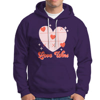 Valentine's Day Hoodie Love Always Wins Funny Heart Tic Tac Toe - Wonder Print Shop