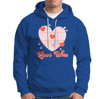 Valentine's Day Hoodie Love Always Wins Funny Heart Tic Tac Toe - Wonder Print Shop