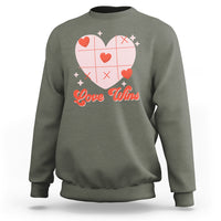Valentine's Day Sweatshirt Love Always Wins Funny Heart Tic Tac Toe - Wonder Print Shop