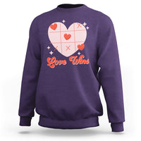 Valentine's Day Sweatshirt Love Always Wins Funny Heart Tic Tac Toe - Wonder Print Shop