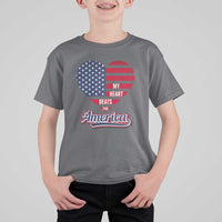Patriotic T Shirt For Kid My Heart Beats For America Valentine's Day